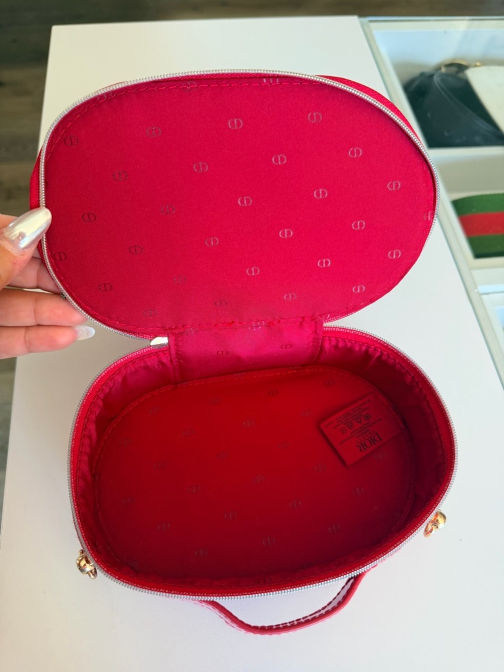 Dior Glossy Red Patent Mini Top-Handle Bag - Picture 5 of 6